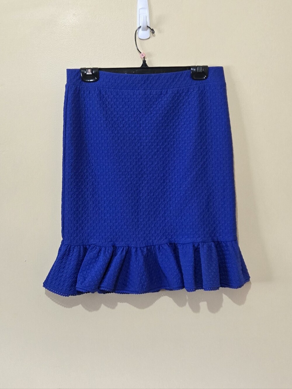 Anthropologie Postmark Blue Houndstooth Ruffle Hem Skirt